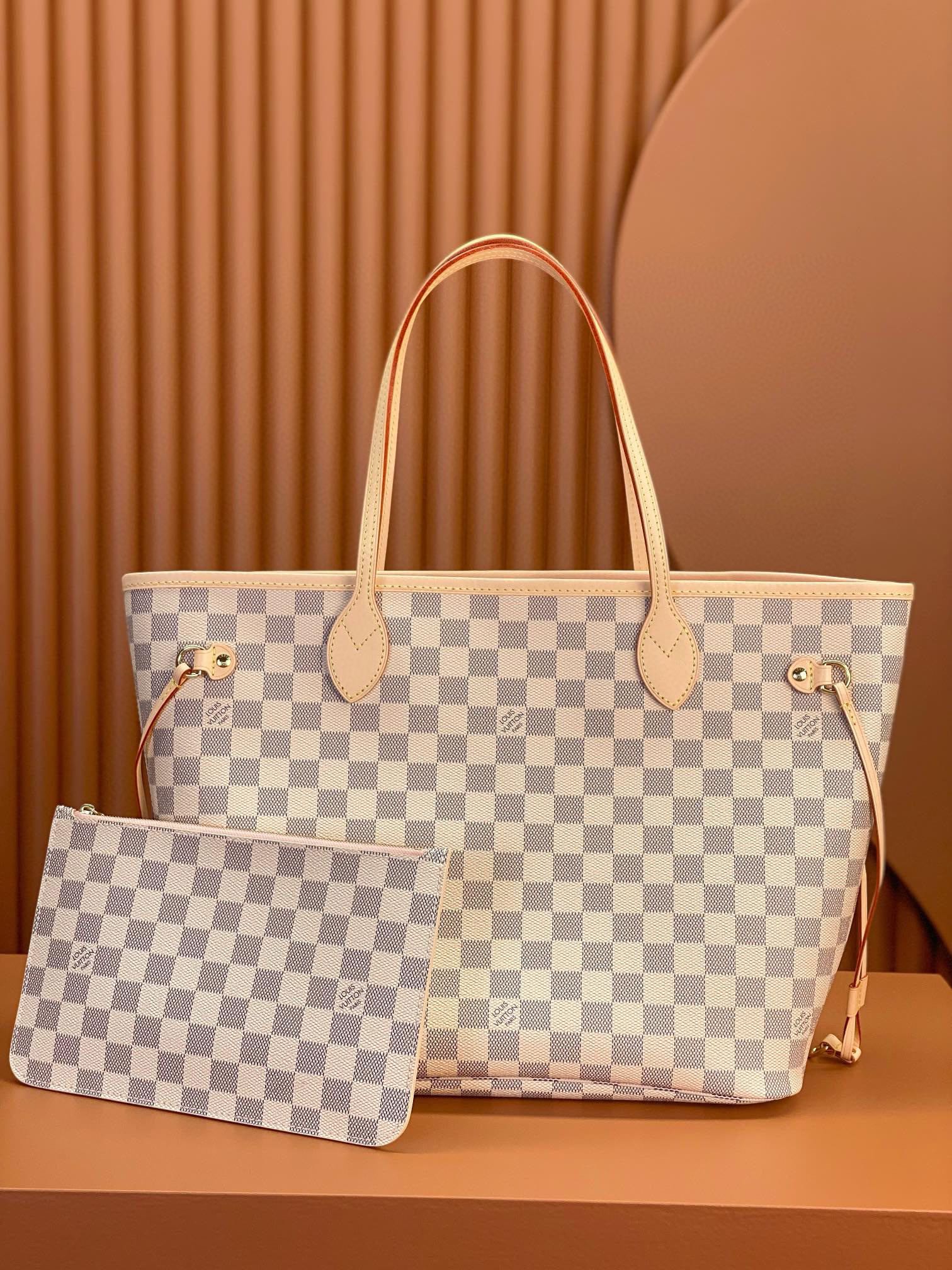 NEVERFULL medium handbag-Damier Azur Canvas